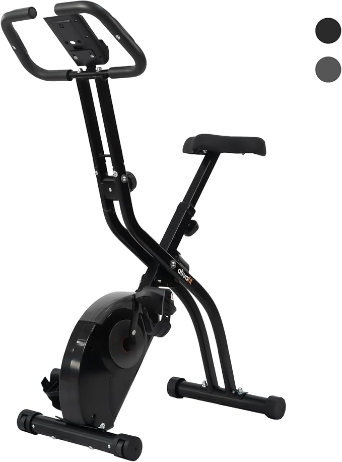 ATIVAFIT 5-in-1 Foldable Exercise Bike for Home, Upright & Recumbent Indoor Bike with 16-Level Magnetic Resistance, Resistance Bands, Quiet Cardio, Adjustable Seat