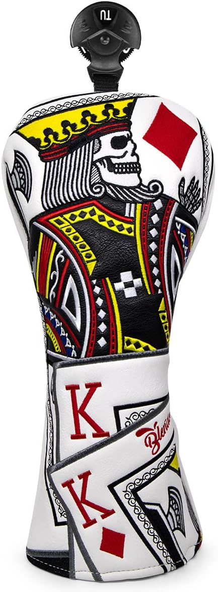 Golf Club Covers Poker Diamond King Driver Cover Fariway Wood Headcover 3 Hybrid Head Covers Blade Putter Cover Mallet Putter Haedcovers with Magnetic Closure for Most Brand