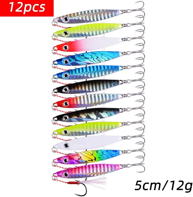 Aorace Jigging Lure Lead Fish Metal Jig Fishing Lure Paillette Knife Artificial Hard Bait Laser Body