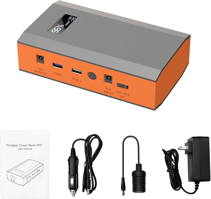 ZeroKor Portable Power Bank with AC Outlet, 65W 110V Portable Laptop Charger Battery Bank 24000mAh External Battery Pack Backup Power Source for Outdoor Tent Camping RV Smart Devices Use