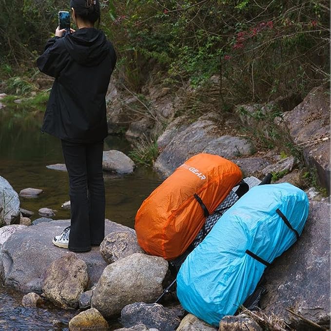 3F 20-85L backpack rain cover, waterproof, dustproof, wear-resistant, tear resistant outdoor hiking backpack cover (blue-M)