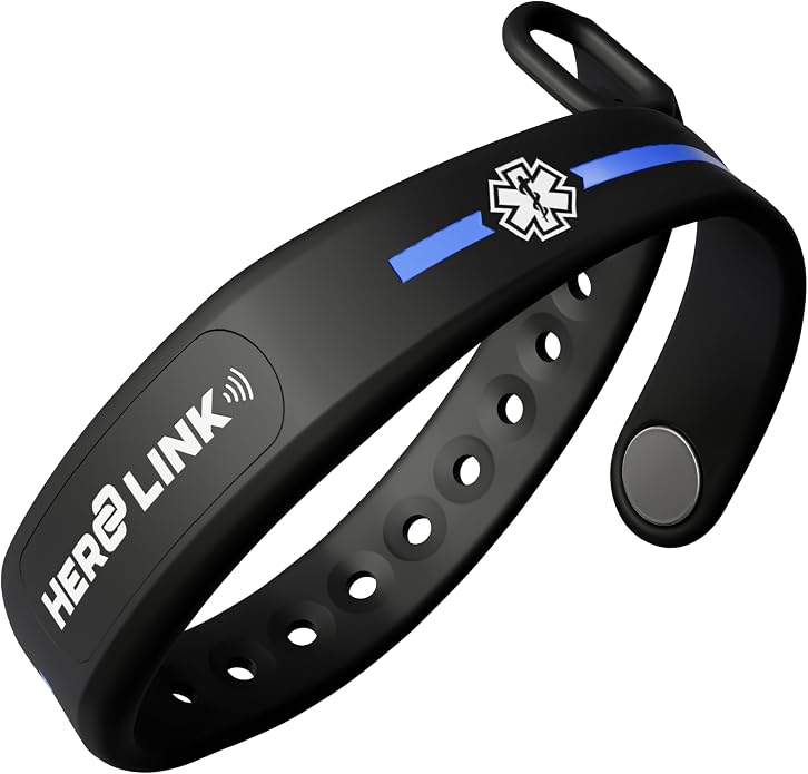 Hero Link® Medical ID Bracelet & Wellness Wristband – Adjustable Silicone, Waterproof, Heat-Resistant, Smart Band with NFC Tag for Instant Emergency Info Access