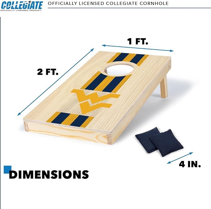 Wild Sports College Portable Size 1' x 2' Solid Wood Cornhole Set with Direct Print HD Team Graphics – Travel Size