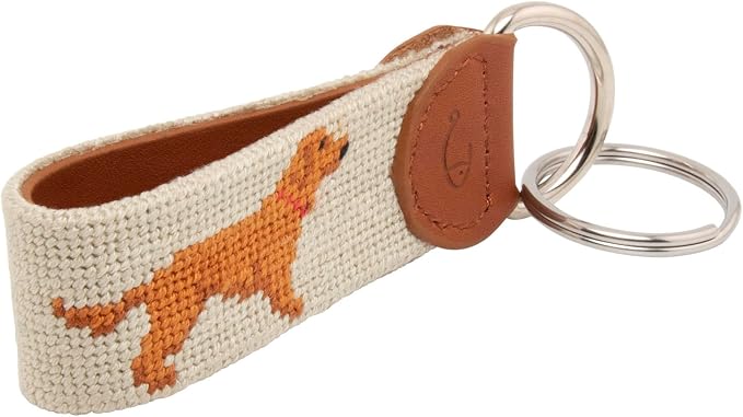 Leather Hand-Stitched Needlepoint Key Fob or Key Chain