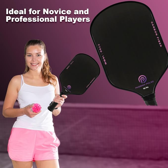 Pickleball Paddles 2026,Carbon Fiber Pickleball Paddle,16mm T700 High Grit & Spin, Professional Pickle Ball Paddles Set Designed for Ultimate Spin & Consistency