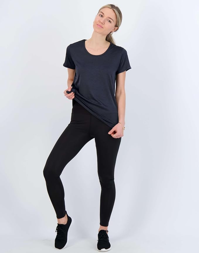 Real Essentials 5 Pack: Women's Short Sleeve T-Shirts Workout Tops Fitness Pilates Gym Activewear Athletic (Plus Available)