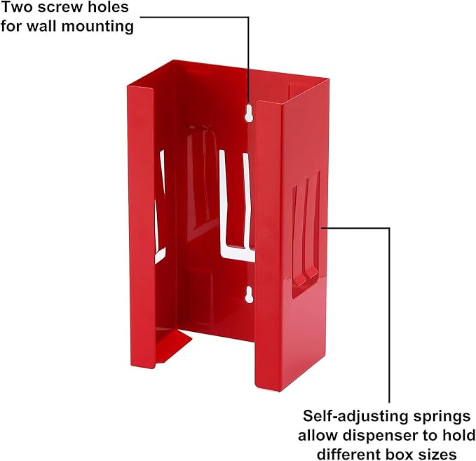 CASOMAN Magnetic Glove/Tissue Dispenser, 8LBS Capacity, Red Glove Dispenser Wall Mount, Glove Box Holder for Wall Mount, Magnetic Glove Box Holder, Not Include Gloves