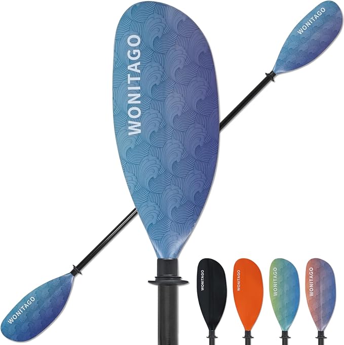 Kayak Paddle with Fiberglass Shaft and Reinforced Nylon Blade, Adjustable Kayaking Oars, 3 Piece, 230-250 cm/90-98 inches, 210-230 cm/82-90 inches