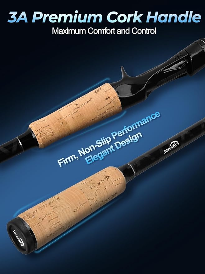 Jenseits Carbon Fiber Fishing Rod Series (6-12 Ft), Spinning & Casting Rods with Stainless Steel Ceramic Guides, Fast Action Fishing Pole for Bass, Trout, Walleye & Surf Fishing