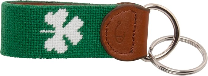 Leather Hand-Stitched Needlepoint Key Fob or Key Chain