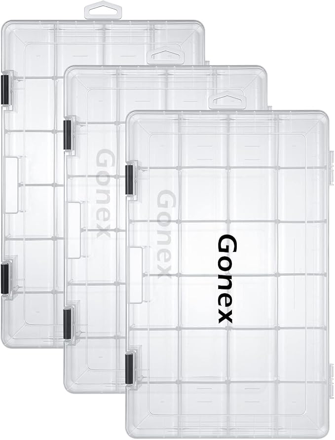 Gonex 3600 3700 Fishing Tackle Trays Lure Box with Adjustable Dividers | Clear PP Material, Adjustable Compartments, Fits Standard Tackle Box , For Fishing Lures Hooks Beads Accessories Storage