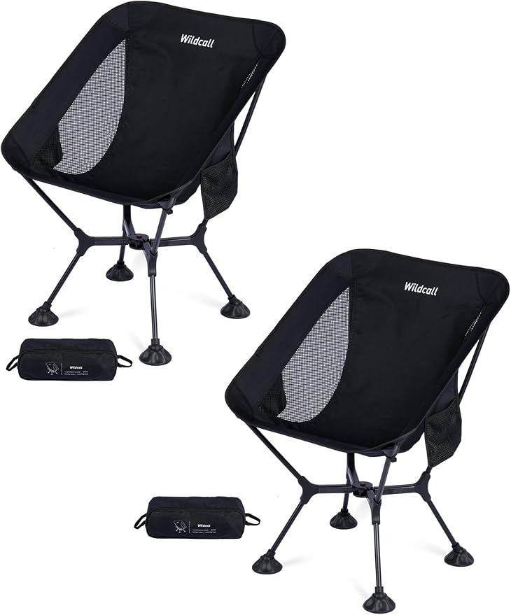 WildCall Lightweight Folding Camping Chair Quick Setup Frame Beach Chair Compact Backpacking Chair with Anti-Sink Feet