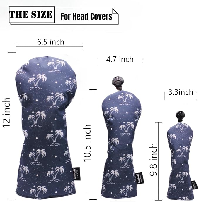 Golf Club Head Covers 3 Pack Waterproof Cloth Head Covers for Driver/Fairway Wood/Hybrid Fit All Golf Clubs Headcover #1#3#5 for All Brands