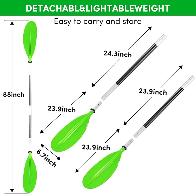 Kayak Paddles Adjustable 88in 4 Piece Kayak Oars Boat Paddles for Adults with Paddle Leash, Canoe Paddles for Kayaking Rafting Jet Ski Canoe Outdoor Kayak Water Sports and Safety Boat Accessories