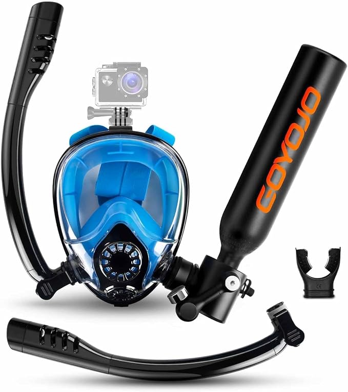 GOYOJO Mini Scuba Tank with DOT Certified, Portable Scuba Diving Kit with Optional Snorkel Mask Combo, Refillable Emergency Backup Pony Bottle for Snorkeling, Underwater Breathing, Training