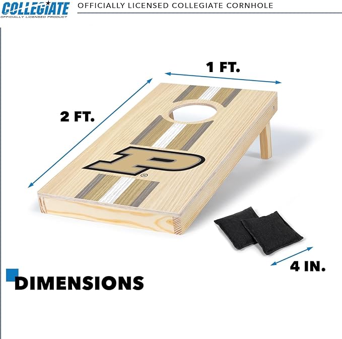 Wild Sports College Portable Size 1' x 2' Solid Wood Cornhole Set with Direct Print HD Team Graphics – Travel Size