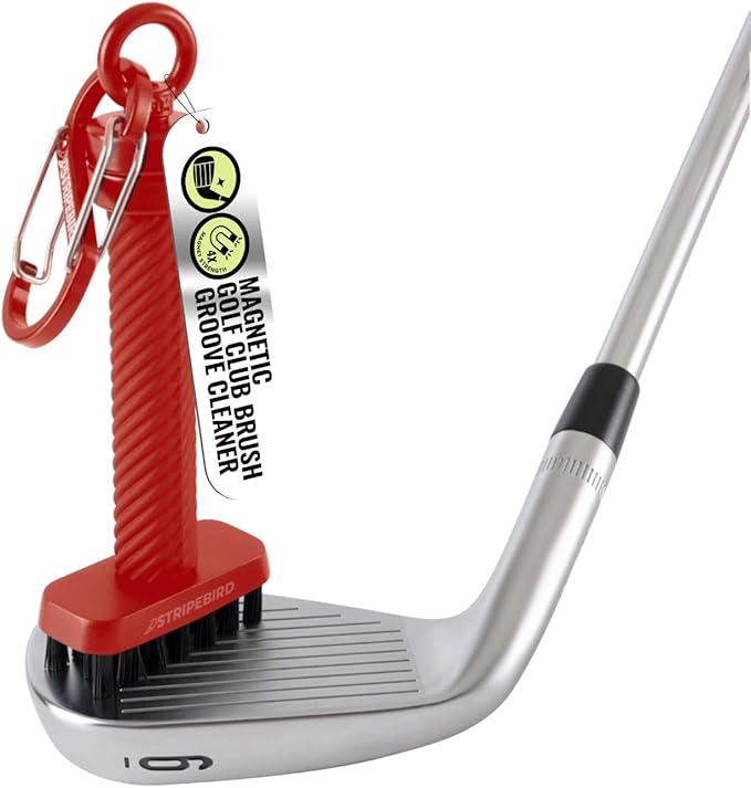 Magnetic Golf Club Brush - Detachable - Premium Nylon Bristles - Golf Bag Accessory - Golf Club Cleaner - Golf Tool