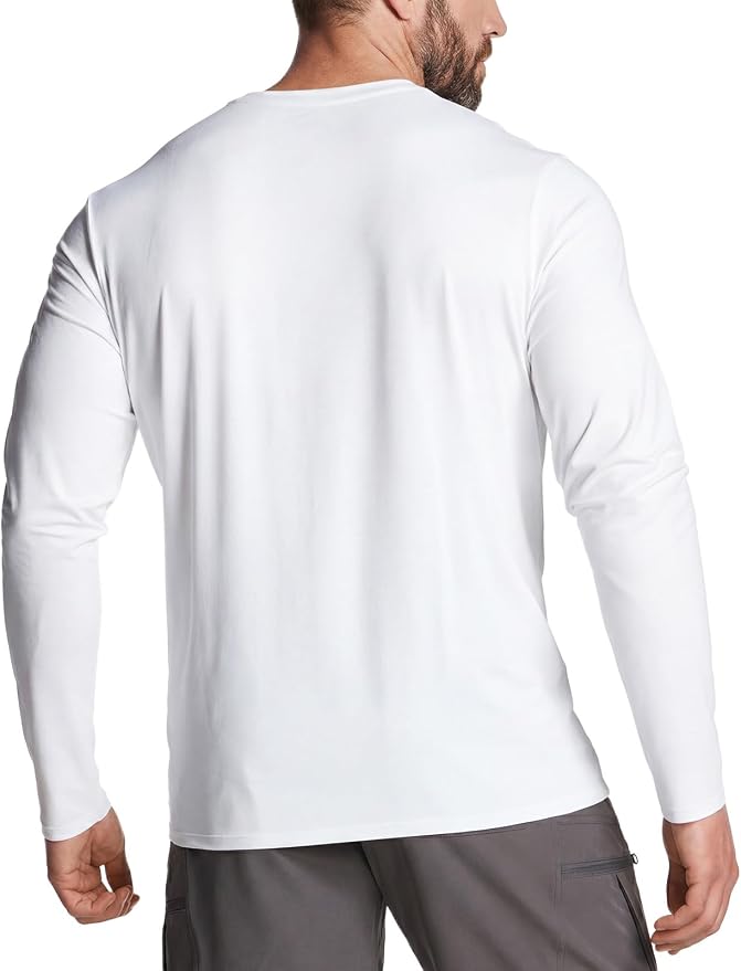 CQR Men's UPF 50+ Sun Protection Long Sleeve Quick Dry Athletic Shirts, Stretch Running Workout Hiking T-Shirts