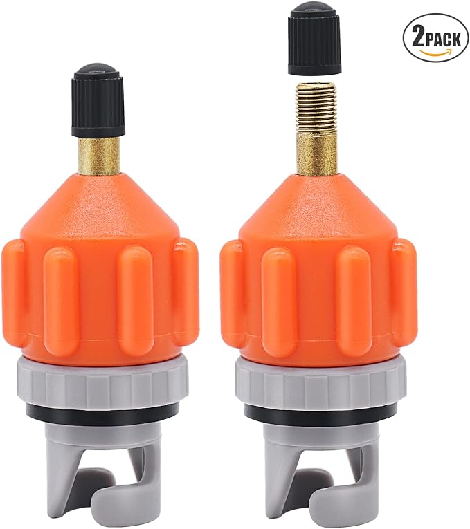 2PACK Inflatable Stand Up Paddleboard (SUP) Pump Adaptor -Universal Standard Schrader Air Valve Adapter Pumping Head Connector Converter for Inflating Boat, Kayak, Surfboard, Bed, Car Tire Orange