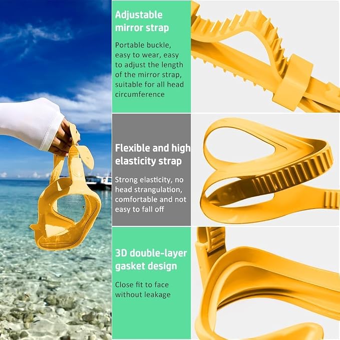 2 Sets Snorkeling Gear for Adults, Snorkel Set Adult Panoramic View, Anti-Leak Anti-Fog Scuba Diving Mask with Mesh Bag, for Portable Professional Diving Snorkeling Set