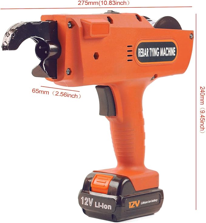 8-34mm Rebar Tying Machine Rebar Tying Tool, Automatic Rebar Tie Wire Twister Rebar Tie Tool w/Pliers + 2 x Batteries, Rebar Tier Tying Machine for Steel Bar Rod Tying Binding, Orange