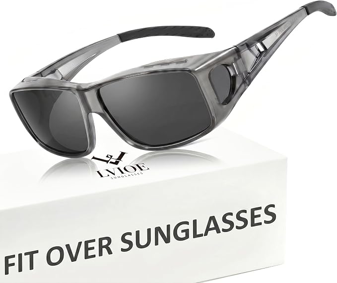 LVIOE Over Glasses Sunglasses Wrap Around Polarized Sunglasses for Men Women Fit Over Prescription Glasses with UV Protection
