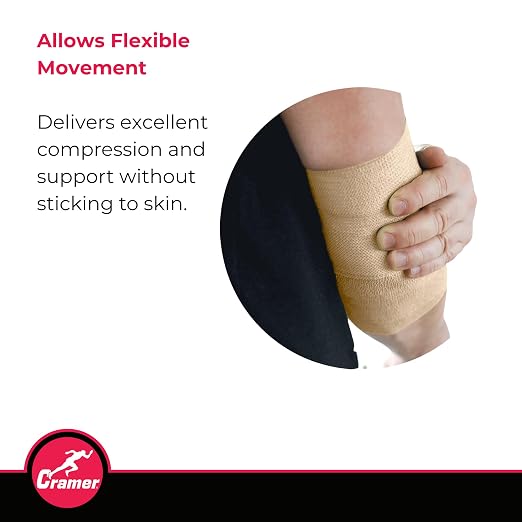 Cramer Eco-Flex Self-Stick Stretch Tape, Beige, 2" x 6 yds, Cohesive Athletic Bandage, Athletic Trainer Flexible Sports Underwrap, Easy Tear Vet Wrap for Pets, Self Adhesive Bandage Roll, 24 Rolls