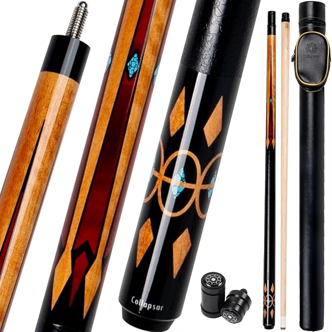Collapsar CA Pool Stick with 1X1 Hard Case,58" Maple Professional Billiard Cue Stick,19-21 oz Pool Cue Set