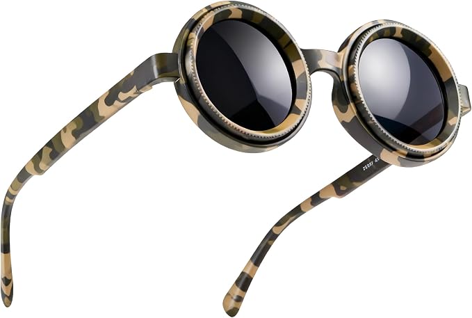 Polarized Adjustable Sunglasses HD Retro Round Glasses with ND Filter Lenses for Fishing/Street Photography Men Women