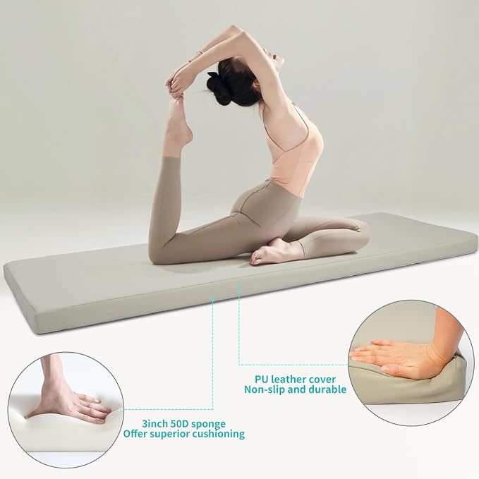 3 Inch Thick Yoga Mat, 72''x24'x3" extra-thick exercise mat. Fitness mat,Foldable Extra Thick Exercise Mat PU Leather,Gymnastics Mat withPilates, Stretching.