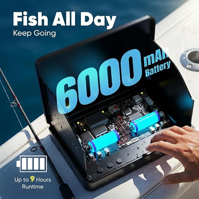 Underwater Fishing Camera with 5" IPS Monitor, 98ft Cable, 12 IR LEDs, IP68 Waterproof, 8000mAh Rechargeable for Ice Fishing, Lake, Dock & Boat Use