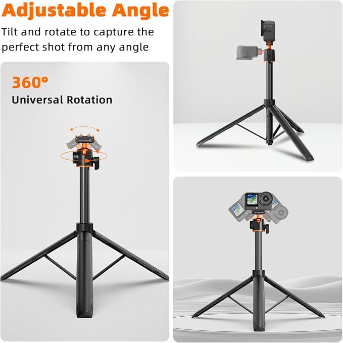 BRDRC Carrying Case & Tripod Kit for DJI Osmo Nano, 55" Magnetic Quick Release Selfie Stick Extension Rod Table Desk Portable Handle Grip Stand with Cold Shoe, Storage Bag Protective Case Hard Shell C