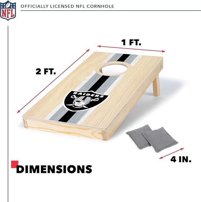 NFL Football Portable Size 1' x 2' Solid Wood Cornhole Set with Direct Print HD Team Graphics – Travel Size
