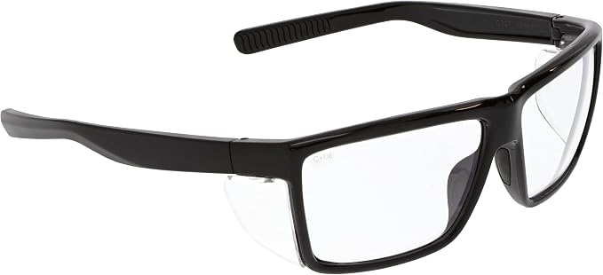MCR Safety SR210AF Swagger SR2 Series Safety Glasses with Thermo Plastic Rubber Nose Pads and Detachable Side Shields, Black Frame, UV-AF Clear Lenses