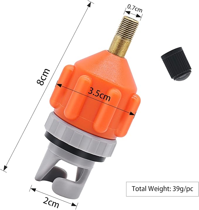 2PACK Inflatable Stand Up Paddleboard (SUP) Pump Adaptor -Universal Standard Schrader Air Valve Adapter Pumping Head Connector Converter for Inflating Boat, Kayak, Surfboard, Bed, Car Tire Orange