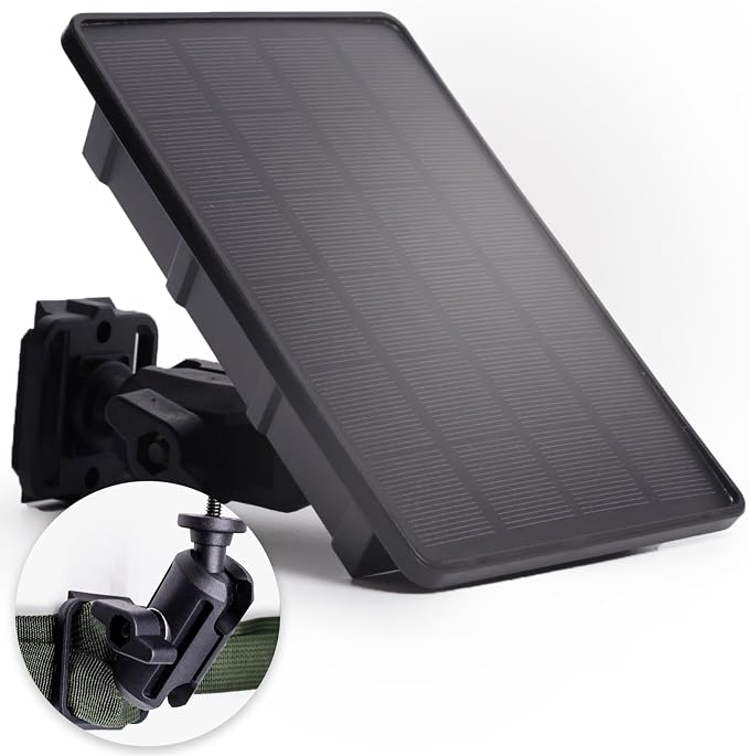 5V/12V Trail Camera Solar Panel - 4W Solar Panel Battery w/ 8000mAh Li-ion Battery, IP66 Waterproof Rated, Solar Battery Charger Kit for Game & Security Cameras (Included Mount & Strap*1)