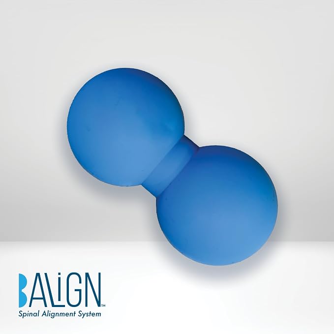 BAlign® Bowtie, Patented Half-Peanut Massage Ball, Back Pain Relief, Spine & Pelvic Alignment, Yoga Stretching & Mobility Aid, Myofascial Release & Trigger Point Therapy (Baby Blue)