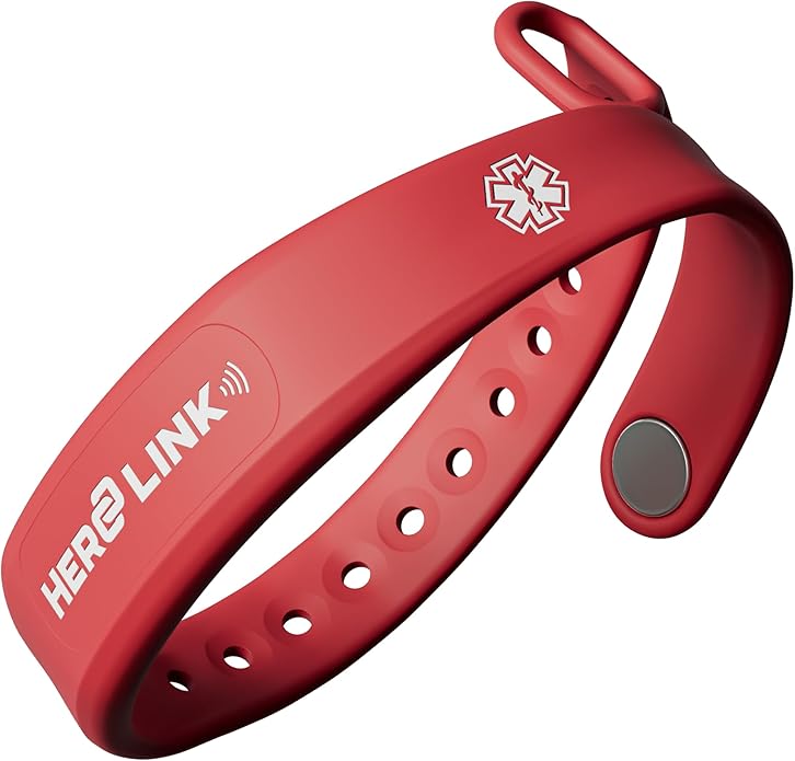 Hero Link® Medical ID Bracelet & Wellness Wristband – Adjustable Silicone, Waterproof, Heat-Resistant, Smart Band with NFC Tag for Instant Emergency Info Access