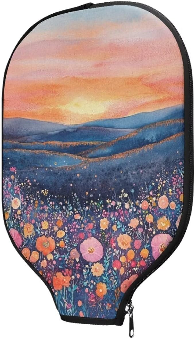 Pickleball Paddle Cover Floral 1 Pieces Pickle Ball Case Portable Pickleball Racket Carry Sleeve with Zipper Universal Paddle Storage Bag Pickleball Paddle Covers Fits Most Paddles