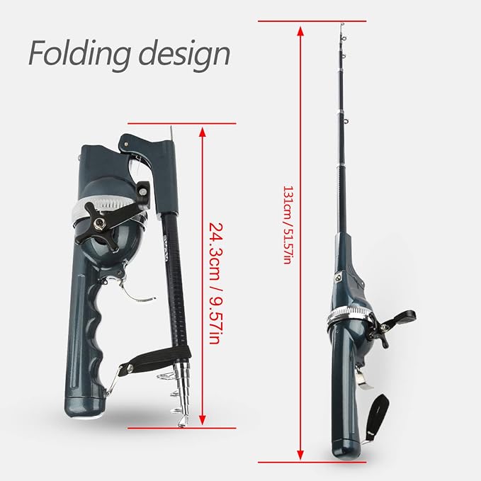 Tiiyee Fishing Rod, Fishing Pole Fishing Rod and Reel Combo Telescopic Rod | Stainless Steel Pocket Size Tackle, Collapsible Portable Design for Beginner Adults Travel Camping Saltwater Freshwater Gear