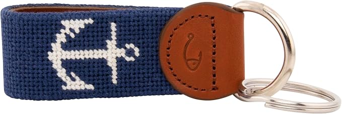 Leather Hand-Stitched Needlepoint Key Fob or Key Chain