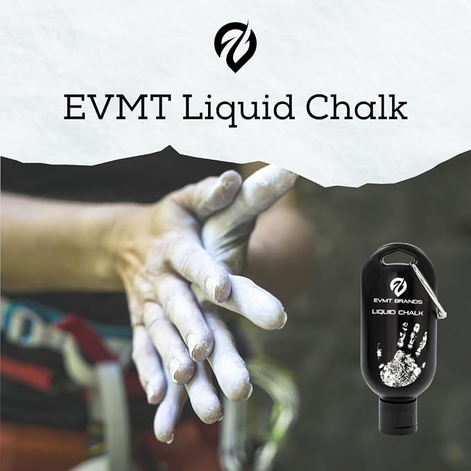 EVMT Brands Liquid Chalk, Mess Free Gym Chalk for Weightlifting, Gymnastics, Rock Climbing, Dancing. Sweat Resistant and Long Lasting for Stronger Grip.