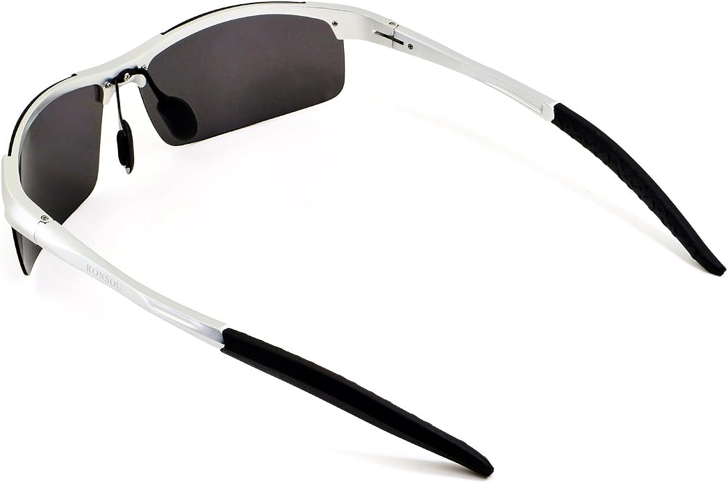 RONSOU Men Sport Al-Mg Polarized Sunglasses Unbreakable for Driving Cycling Fishing Golf