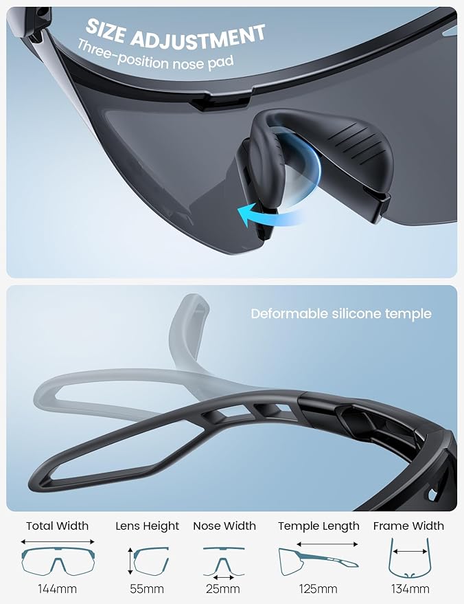 Lamicall Polarized Sports Sunglasses for Men Women, Black+Red