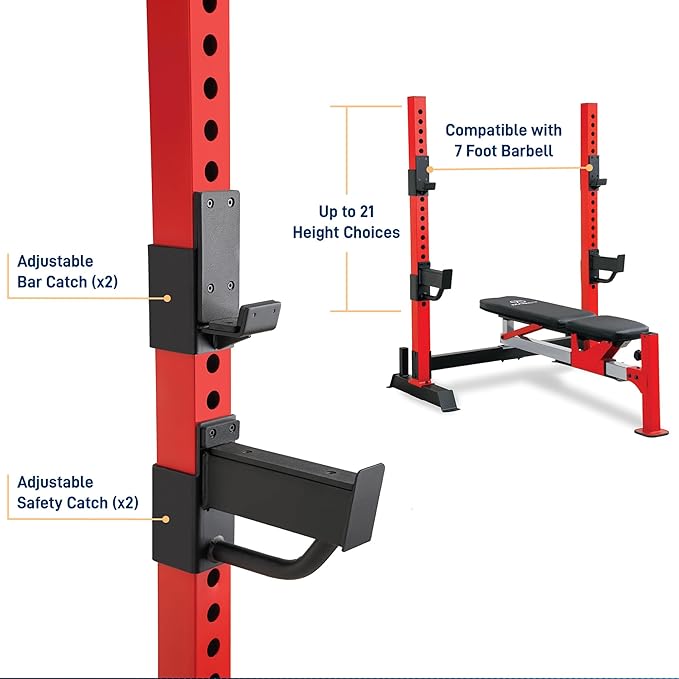Marcy Deluxe Olympic Weight Bench with Adjustable Back & Bar Catch & Optional Arm Curl, Leg Developer, Lat Tower Attachments (Sold Separately), Personal Home Gym for Strength Training, Weightlifting