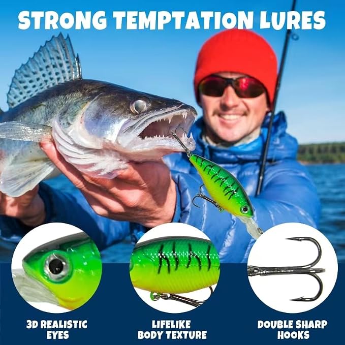 Fishing Lure Advent Calendar 2026 Christmas Countdown, 24 Days Lure Fishing Kit, Xmas Fishing Gift for Fisherman Adult Men Teen Boys
