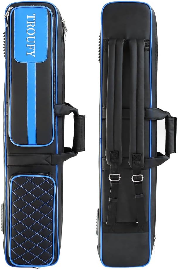Pool Cue Case – Durable 4x4 & 4x5 Billiard Pool Cue Stick Carrying Case with Large Storage Space, Waterproof Billiards Accessories
