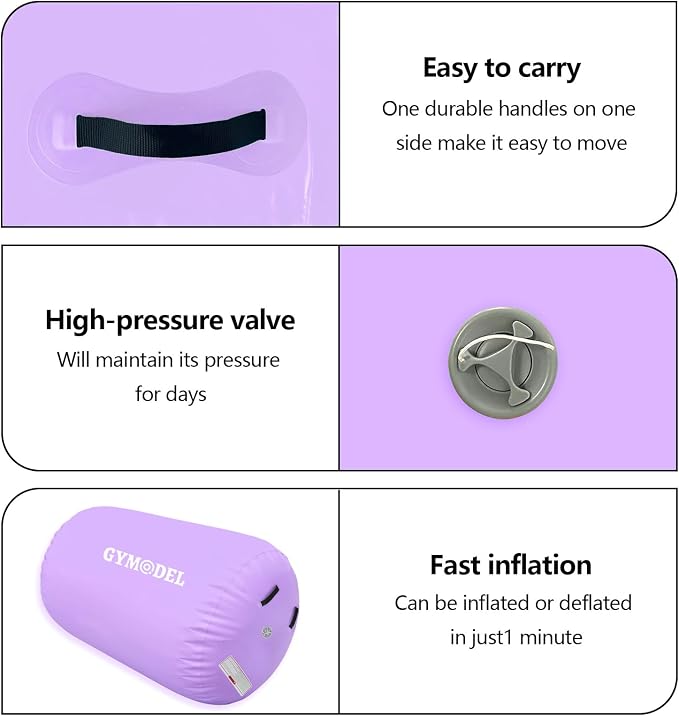 Air Roller Gymnastics Barrel Inflatable Tumbling Roller Air Mat, Air Barrel Gymnastics Tumble Track Mat with Pump for Backhandspring/Training Cheerleading/Yoga/Home and Outdoor Use