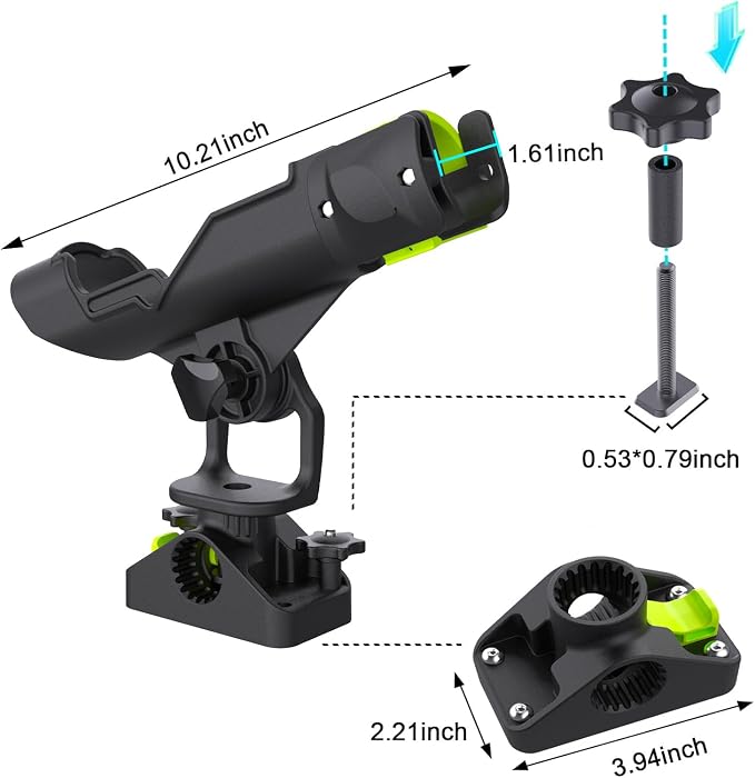 Combo Mount Fishing Rod Holders - 360 Degree Adjustable Boat Rod Rack