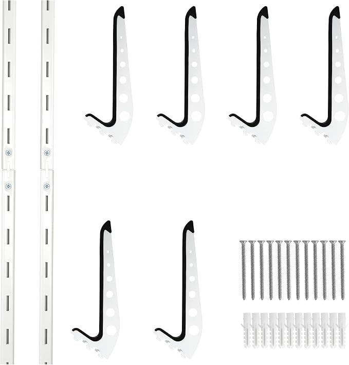 4 Board Surf Rack Wall Mount for Surfboard, Wakeboard, Snowboard Storage Adjustable Wall Hangers Boards Display White